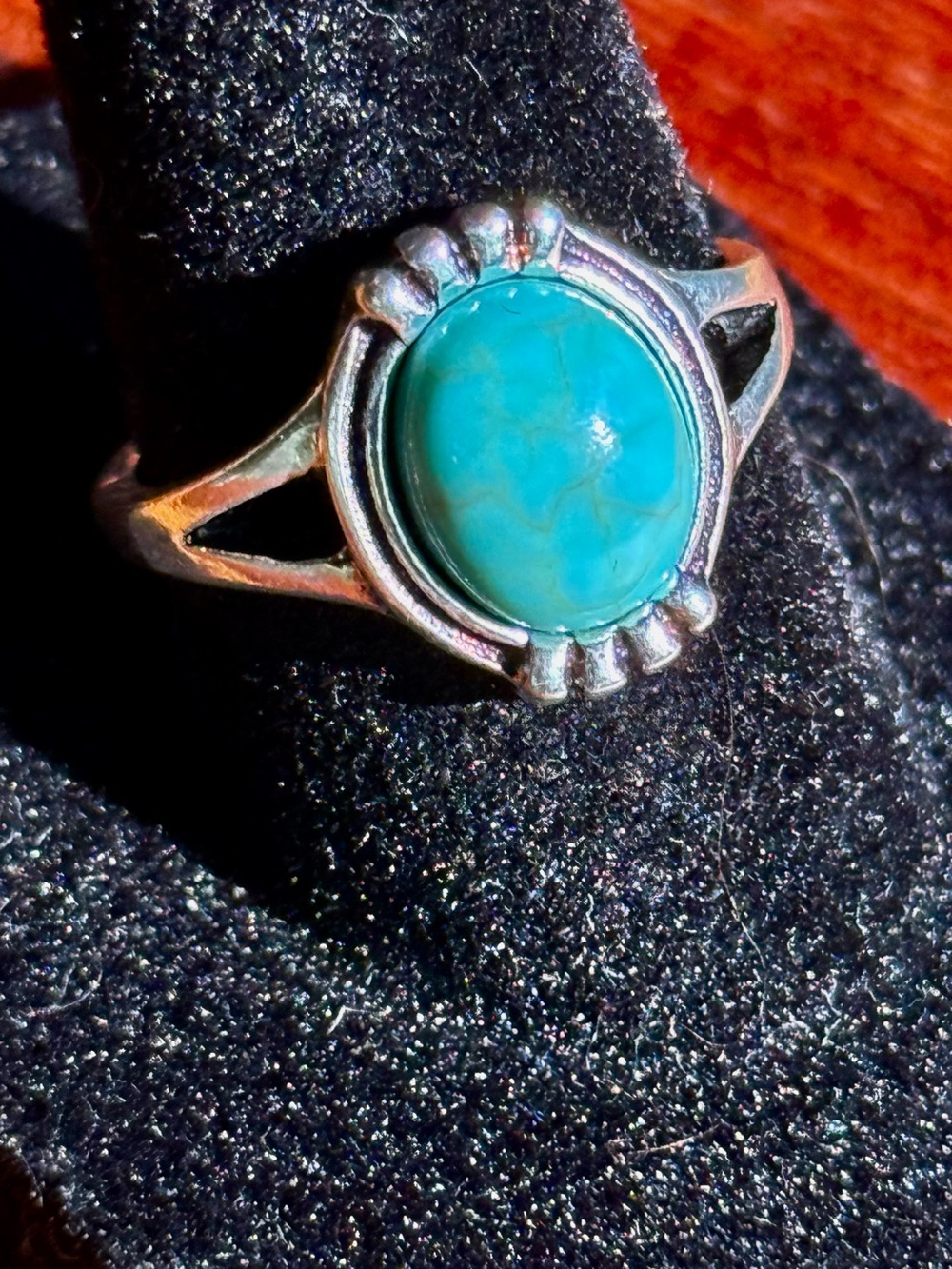 Silver Turquoise Oval Ring - Blue Green Gemstone Size 7.5 - NWOT